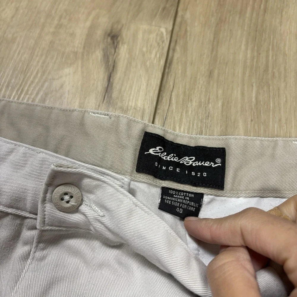Eddie Bauer Shorts Mens Size‎ 40 Khaki Beige Flat Front 8